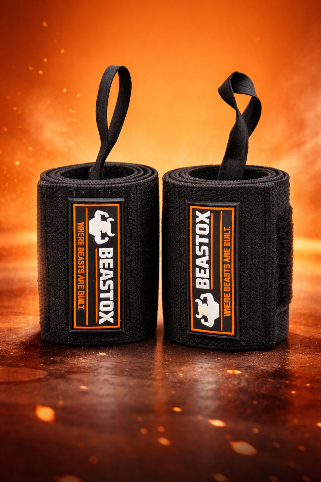 BEASTOX Wrist Wraps for Gym & Powerlifting | Heavy Duty Wrist Support Wraps for Heavy Lifting | Adjustable Compression for Training