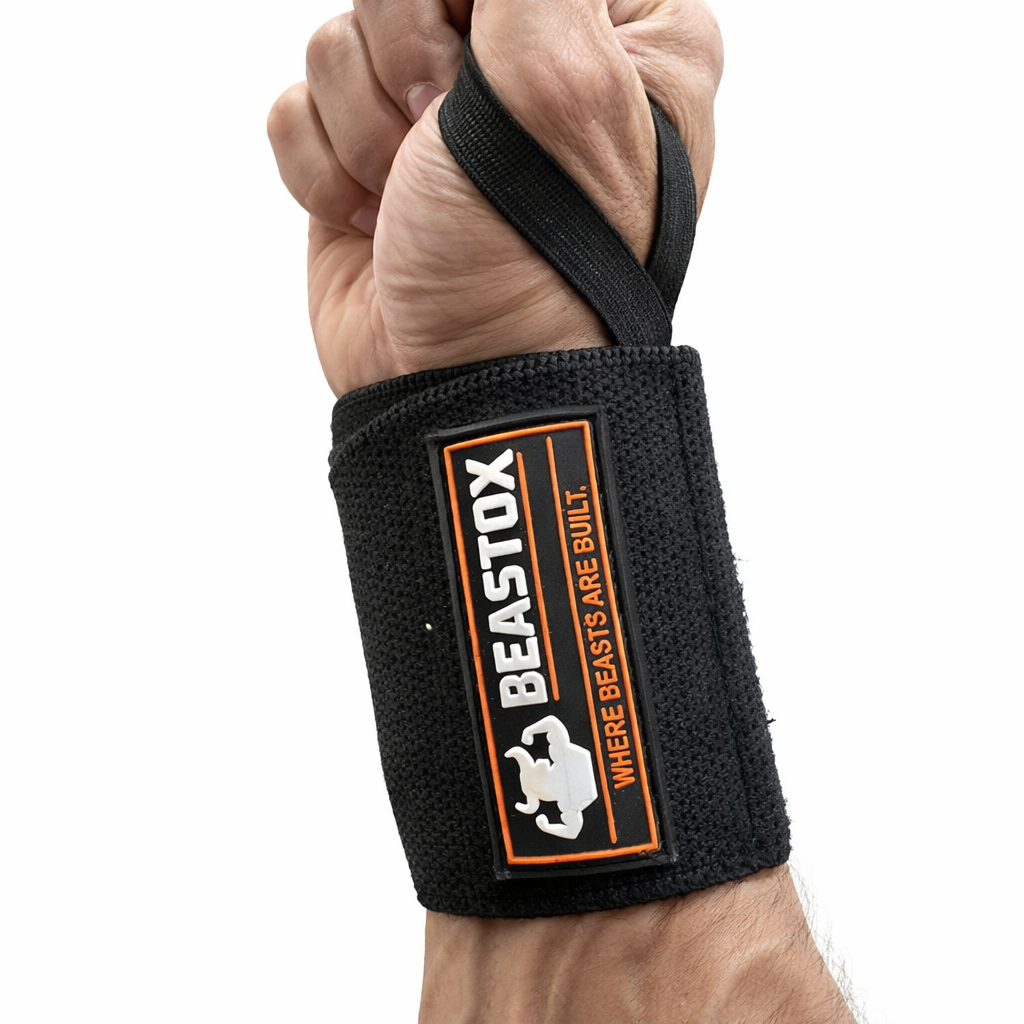 BEASTOX Wrist Wraps for Gym & Powerlifting | Heavy Duty Wrist Support Wraps for Heavy Lifting | Adjustable Compression for Training
