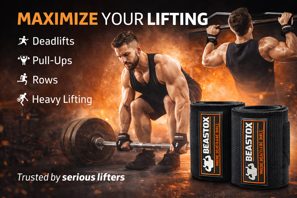 BEASTOX Wrist Wraps for Gym & Powerlifting | Heavy Duty Wrist Support Wraps for Heavy Lifting | Adjustable Compression for Training