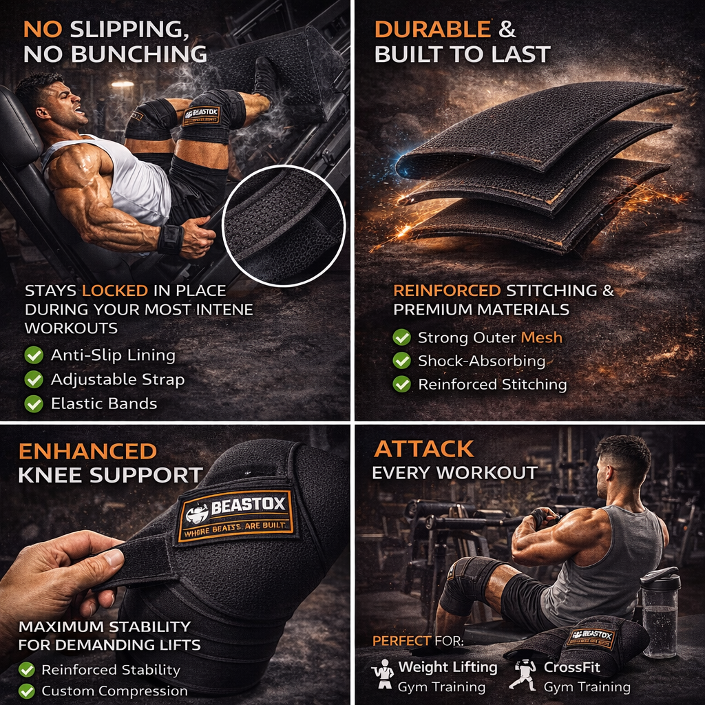 BEASTOX Knee Support Straps – Heavy-Duty Compression for Stability, Strength & Joint Protection