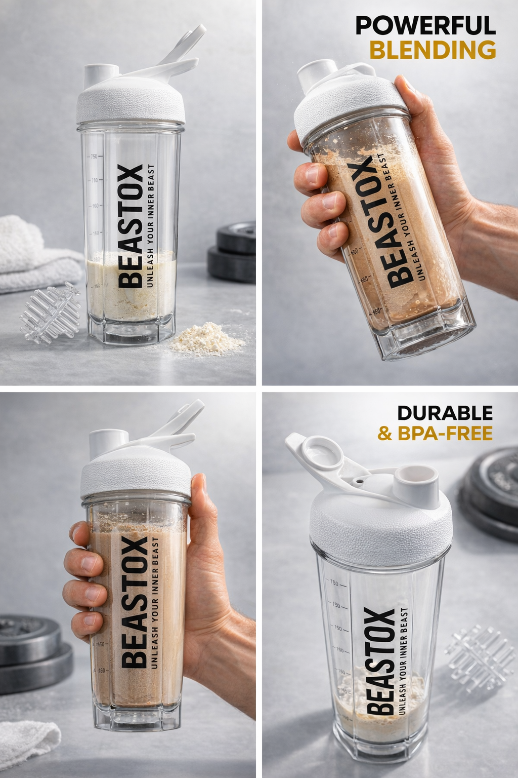 Beastox Premium Protein Shaker Bottle – 800ml / 27oz Leak-Proof Gym Shaker with Mixing Ball, BPA-Free & Dishwasher Safe
