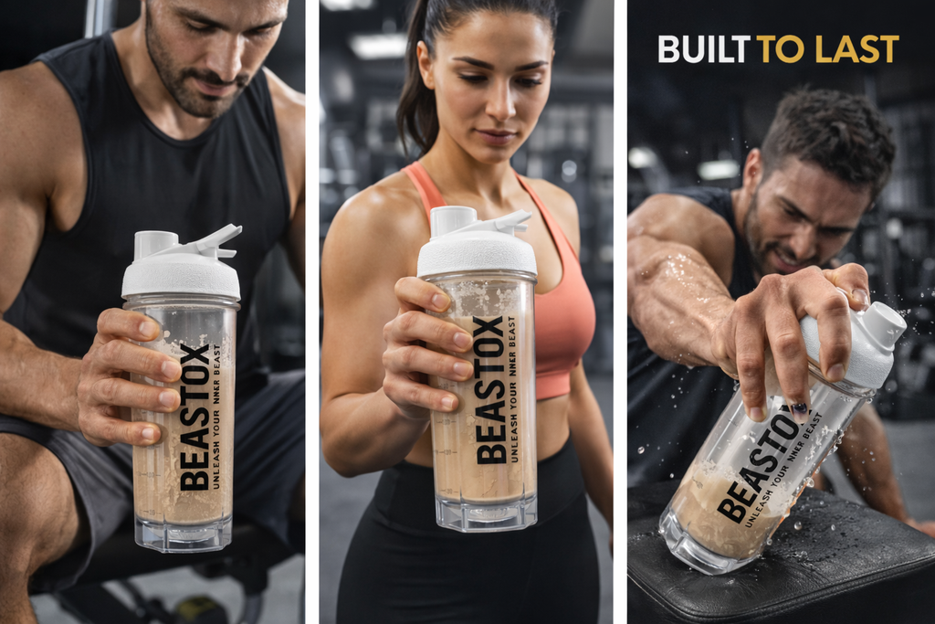 Beastox Premium Protein Shaker Bottle – 800ml / 27oz Leak-Proof Gym Shaker with Mixing Ball, BPA-Free & Dishwasher Safe