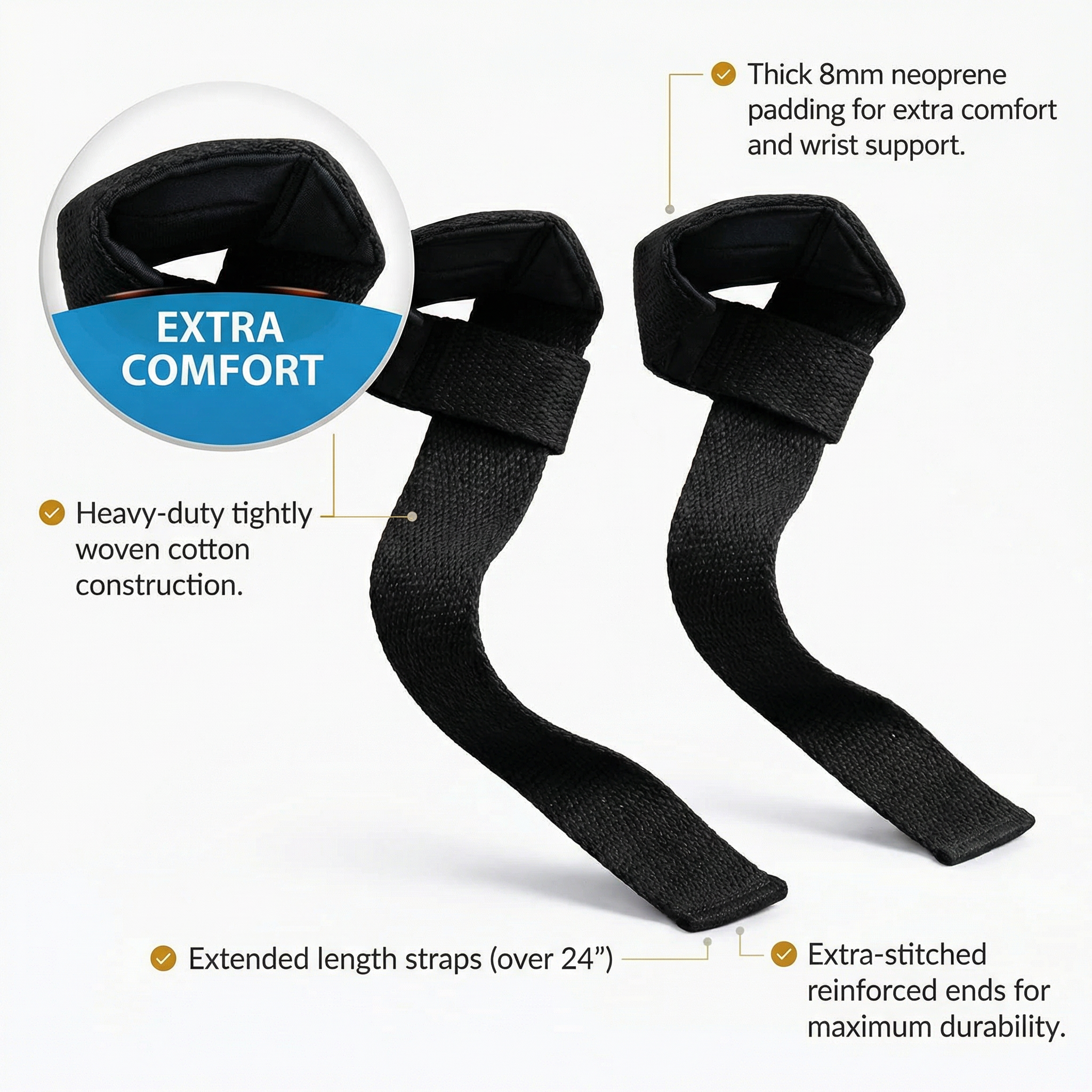 Beastox Lifting Straps, Heavy Duty Woven Cotton, Padded Wrist Support, for Deadlifts Rows Pull-Ups (Red)