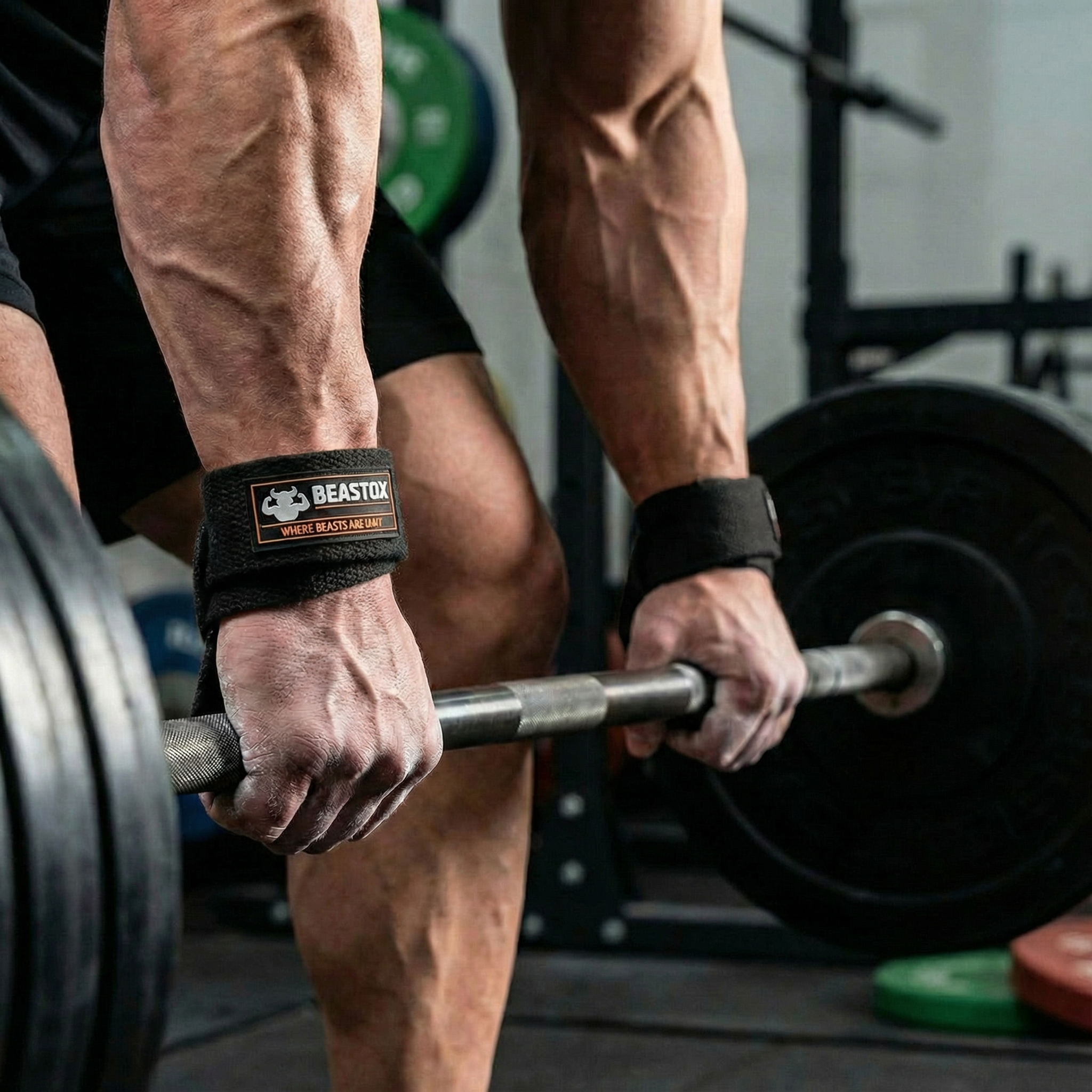 Beastox Lifting Straps, Heavy Duty Woven Cotton, Padded Wrist Support, for Deadlifts Rows Pull-Ups (Red)