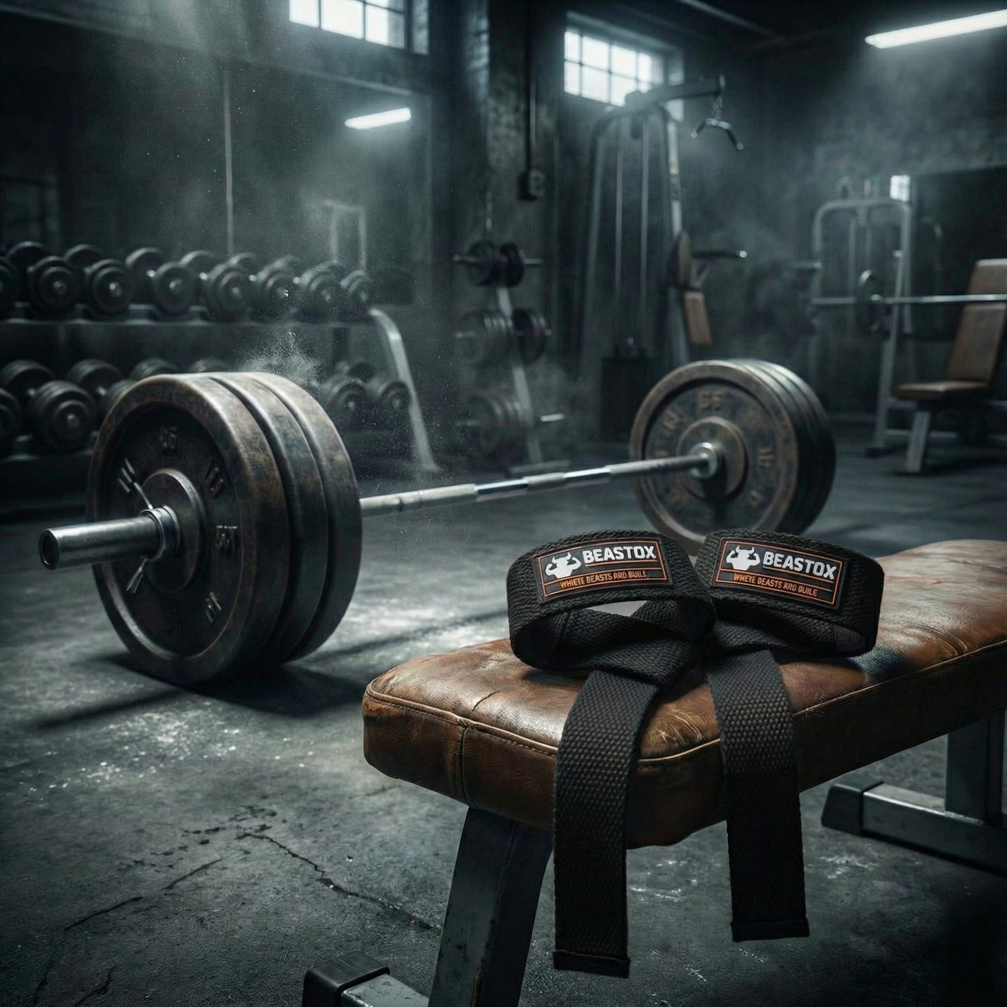 Beastox Lifting Straps, Heavy Duty Woven Cotton, Padded Wrist Support, for Deadlifts Rows Pull-Ups (Red)