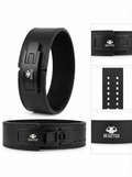 BEASTOX Premium Leather Weight Lifting Belt with quick-release lever buckle, featuring durable black leather and adjustable sizing for heavy lifting.