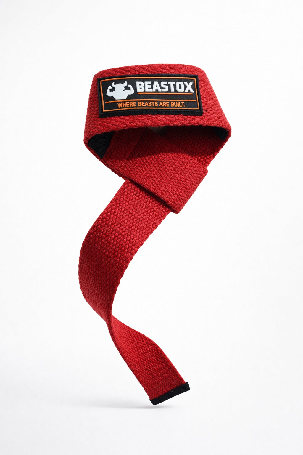 Beastox Lifting Straps, Heavy Duty Woven Cotton, Padded Wrist Support, for Deadlifts Rows Pull-Ups (Red)